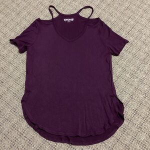 Mudd Eggplant Purple Short Sleeve V-Neck Top * Size Juniors Small